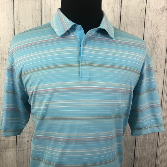 Nike Other - Nike Golf L Blue Striped Dri-Fit Polo Golf Shirt